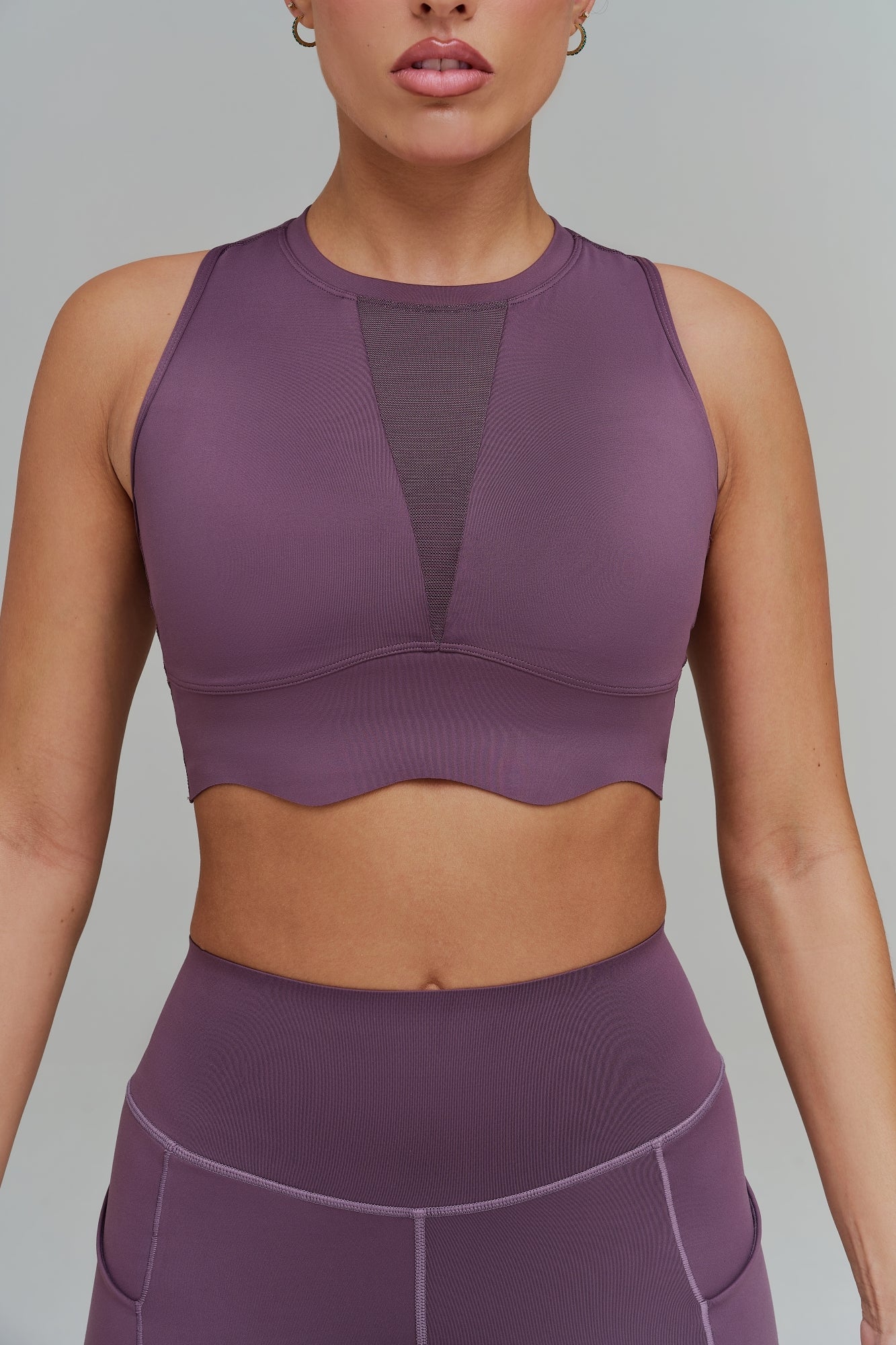 Mesh Neck Sports Bra - Flint
