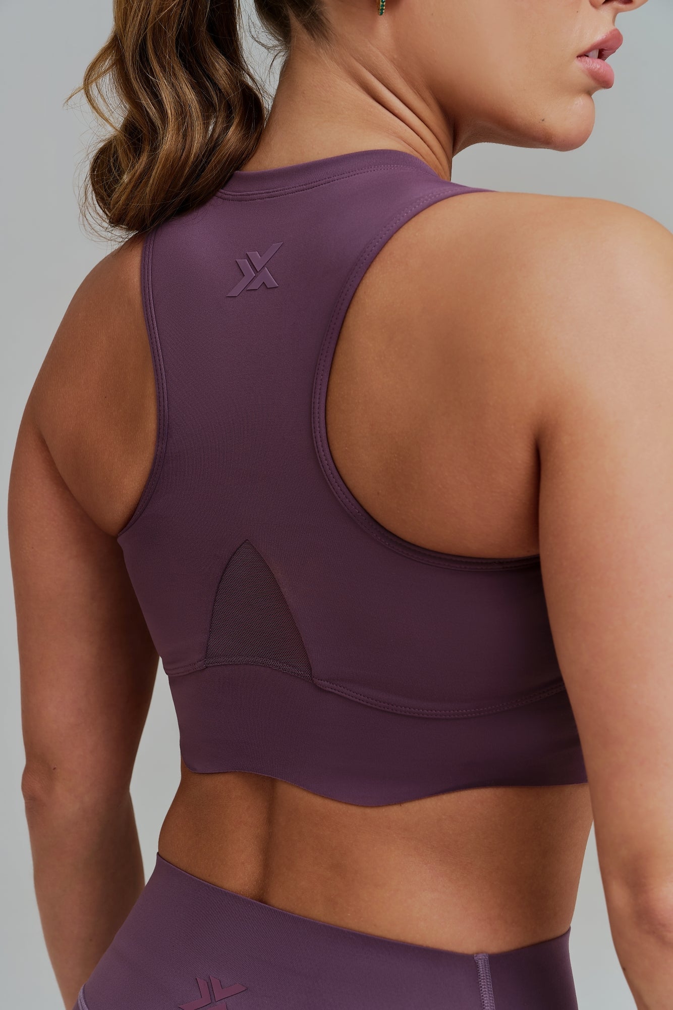 Mesh Neck Sports Bra - Flint