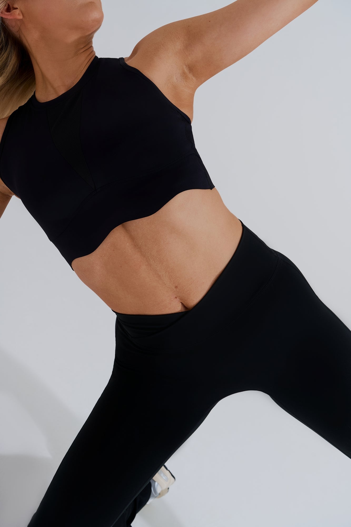 Mesh Neck Sports Bra - Black