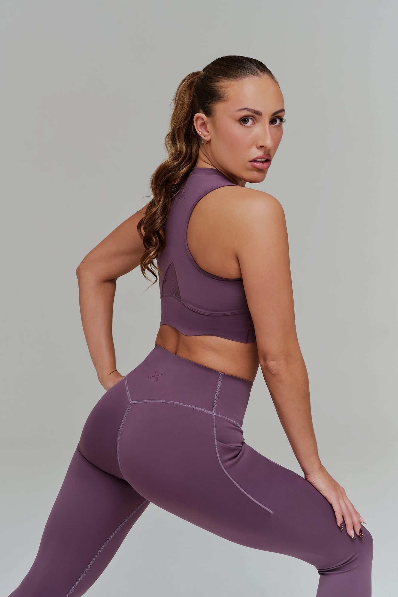 Mesh Neck Sports Bra - Flint