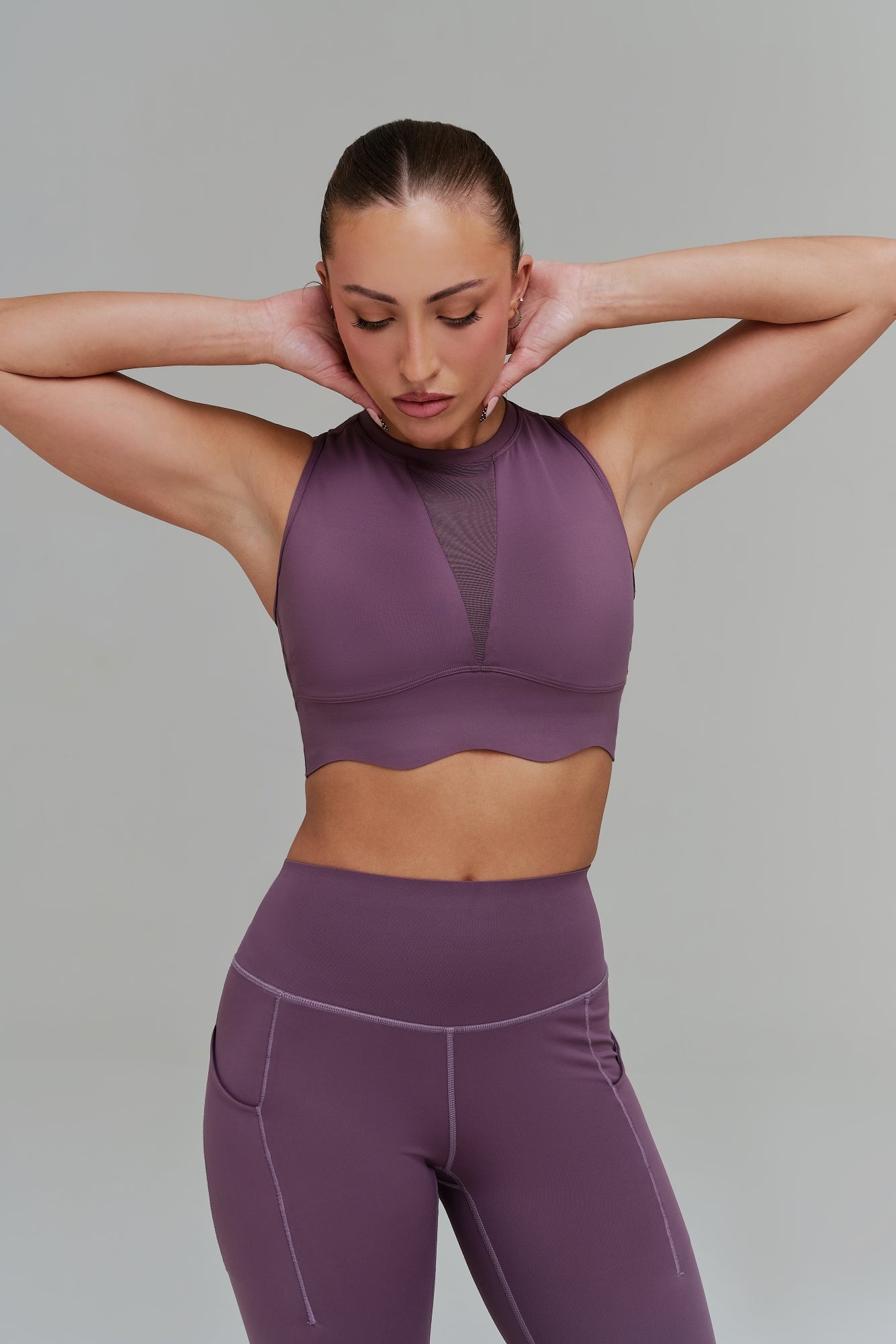 Mesh Neck Sports Bra - Flint