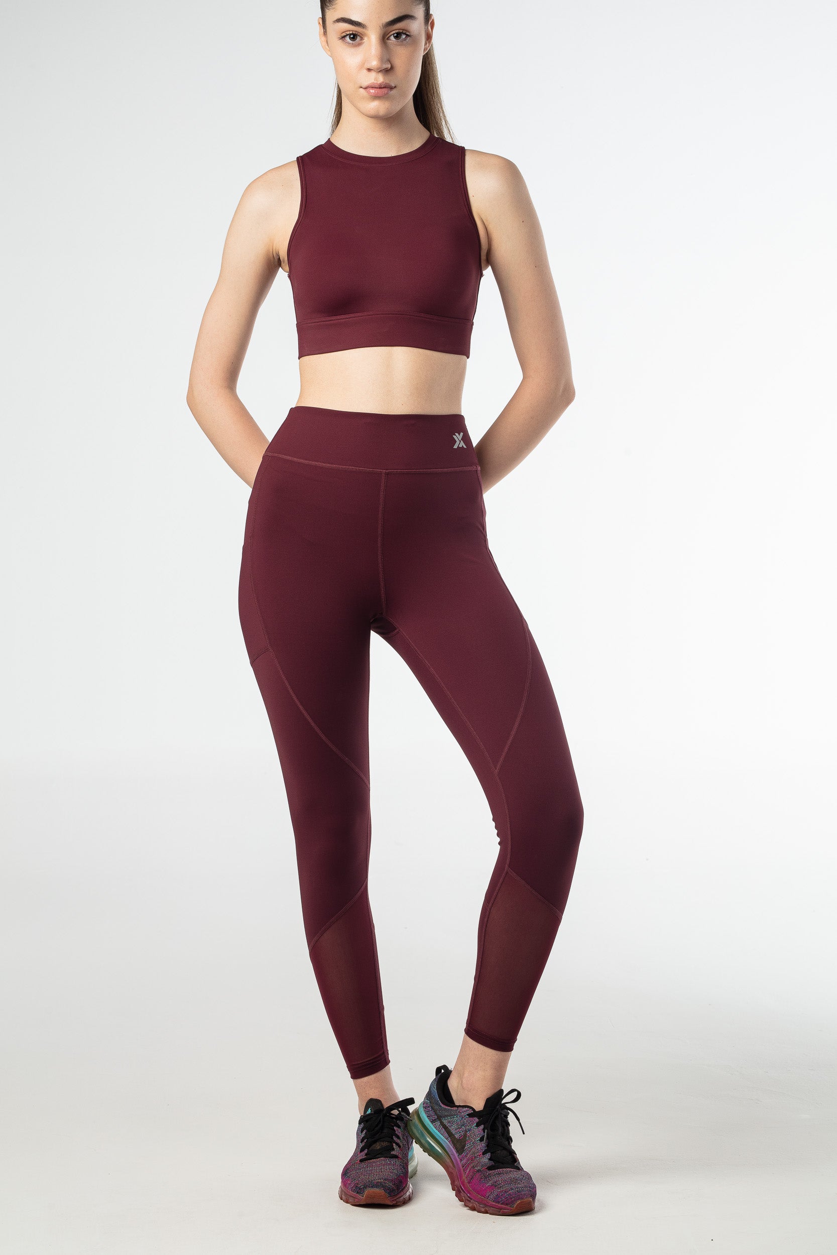 Blaze Meshed Leggings - Dark Wine