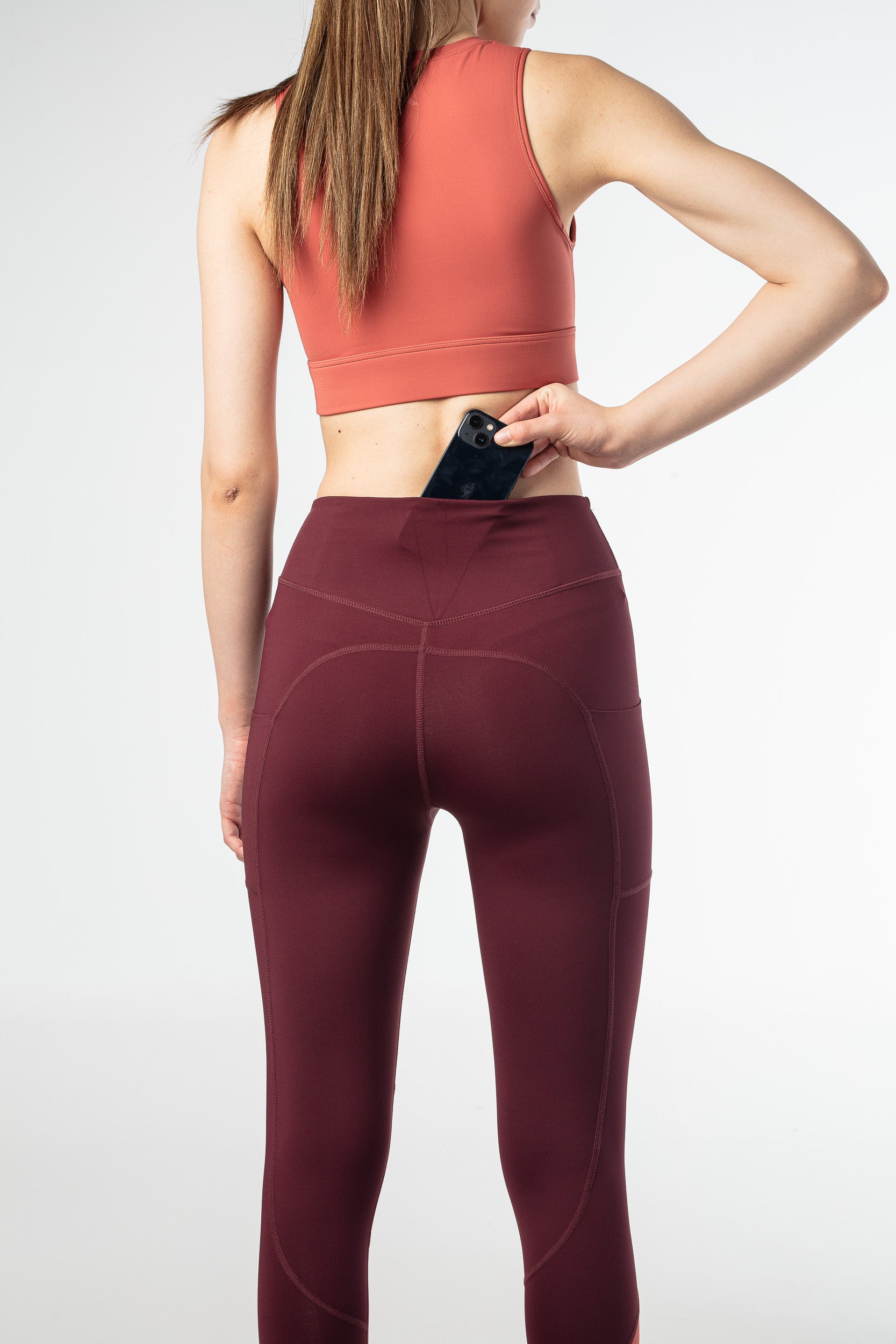 Blaze Two-Tone Leggings - Dark Wine and Blush