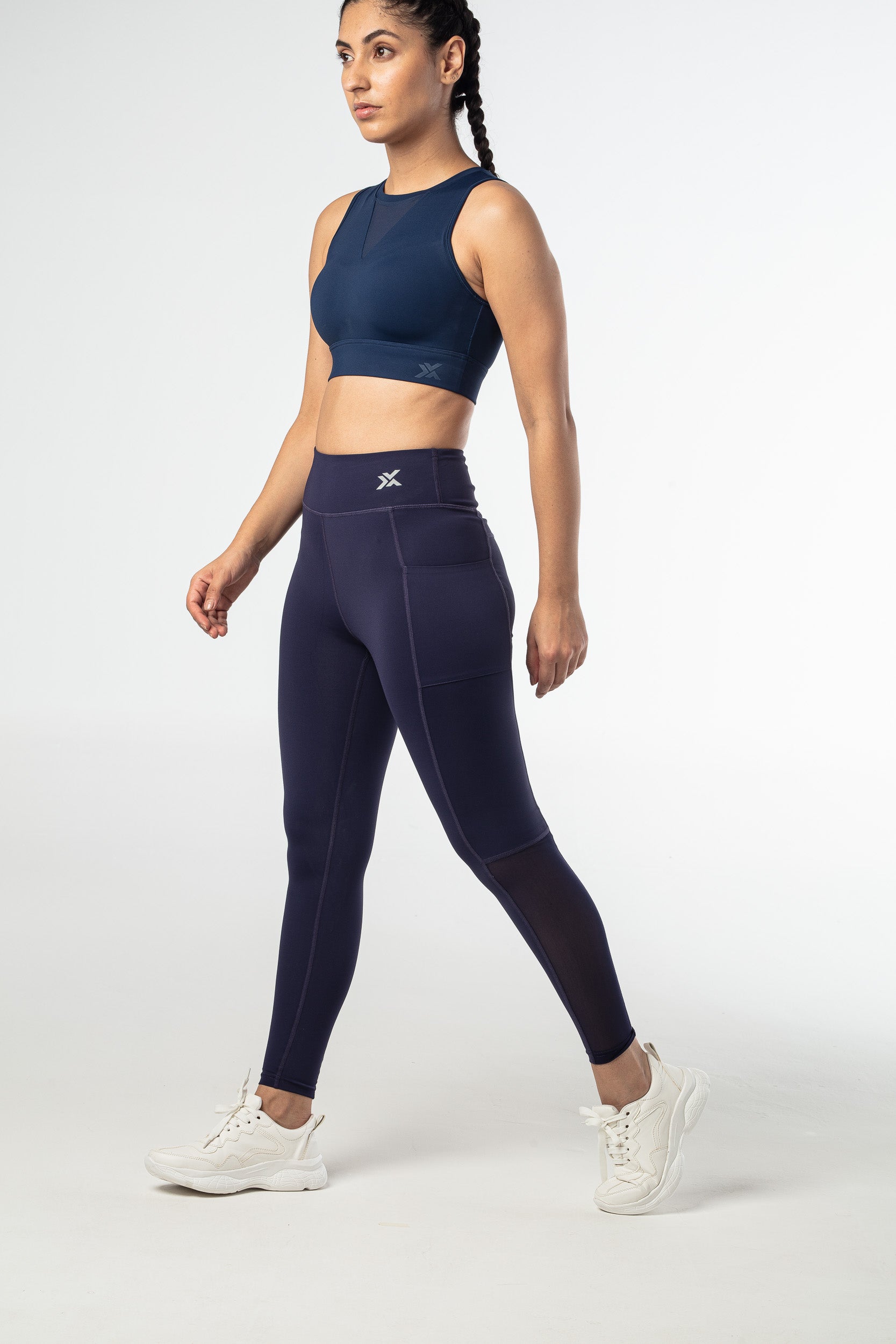 Elevate Meshed Leggings - Dark Navy