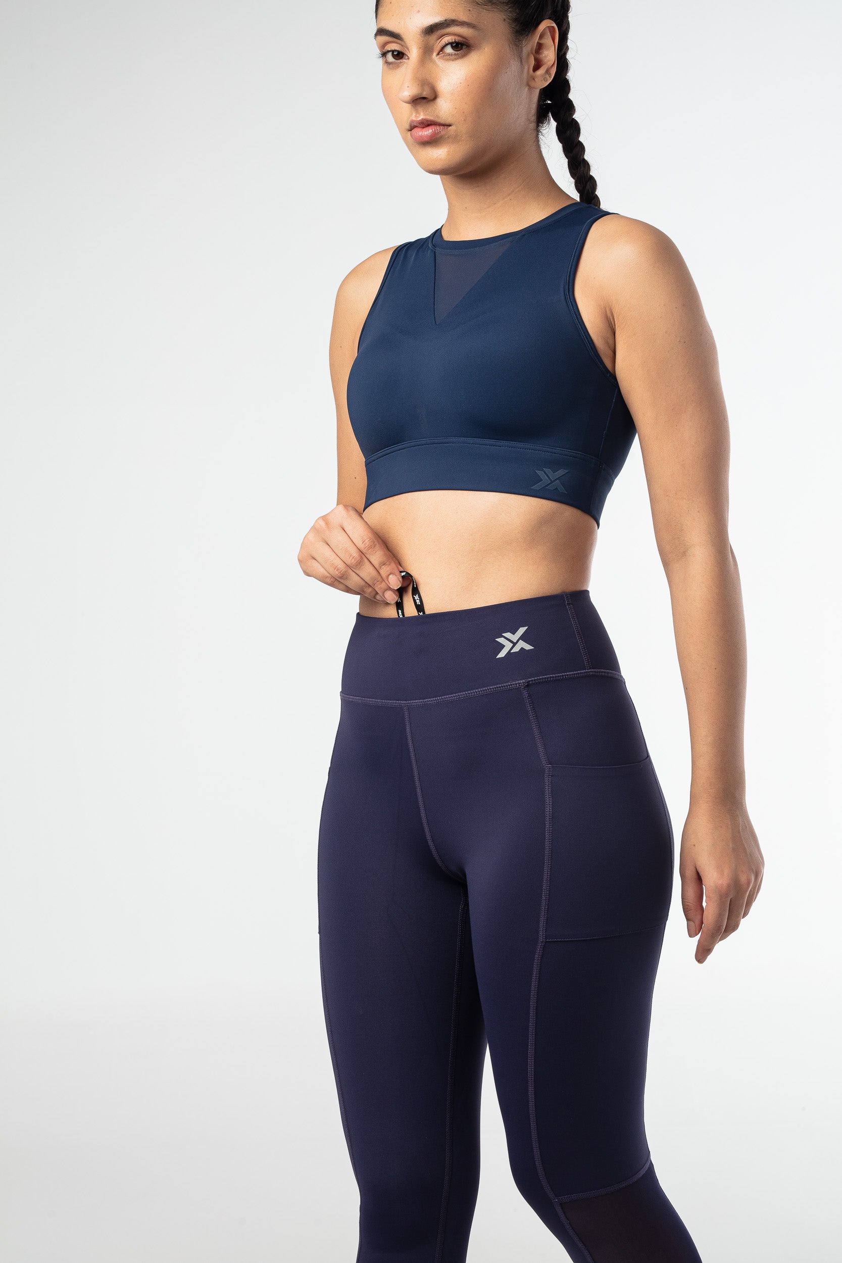 Elevate Meshed Leggings - Dark Navy