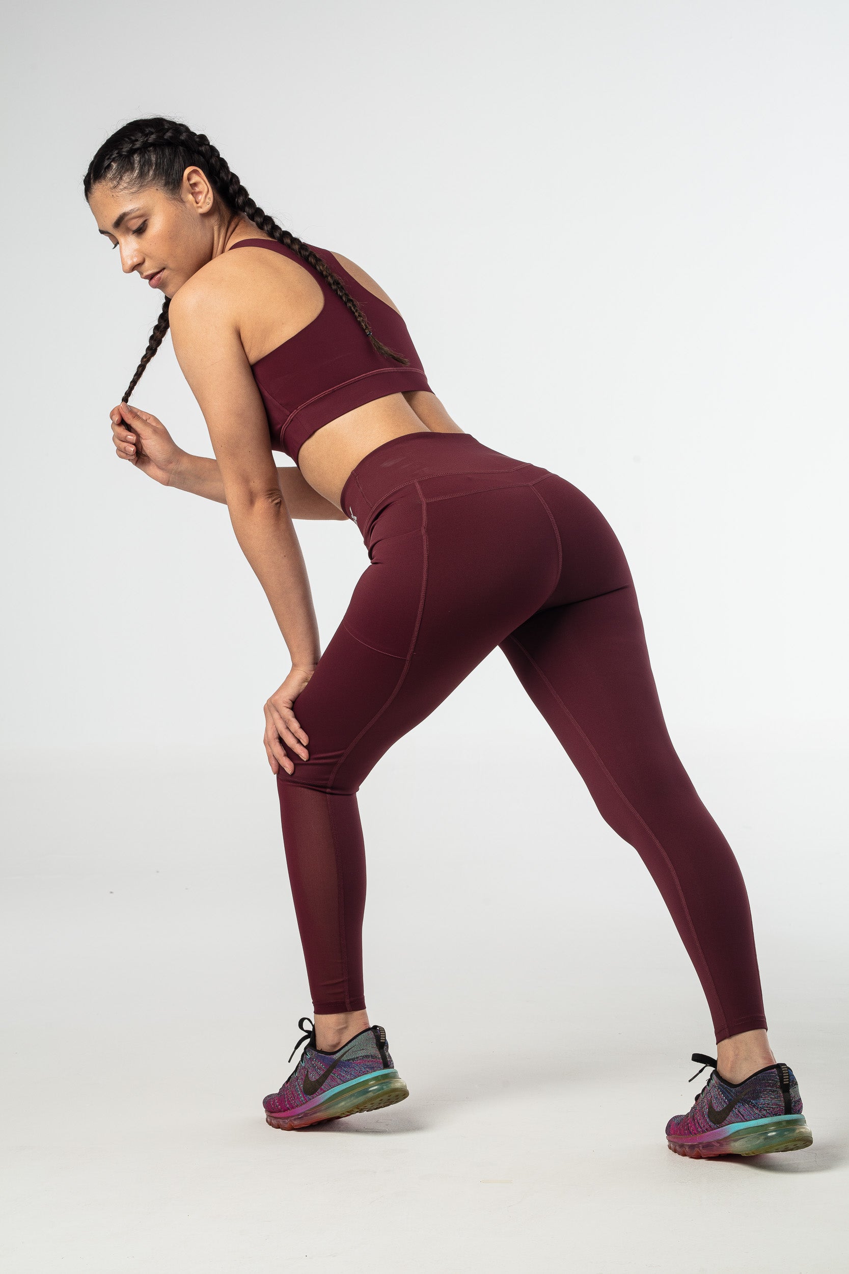 Elevate Meshed Leggings - Dark Wine