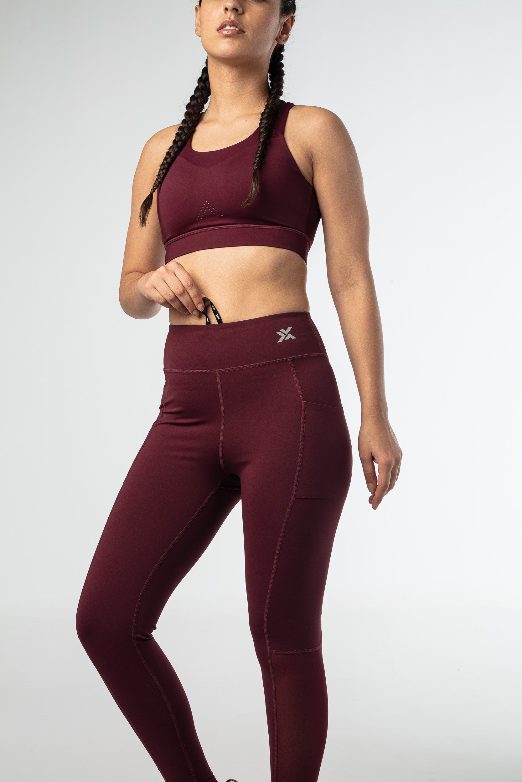 Elevate Meshed Leggings - Dark Wine