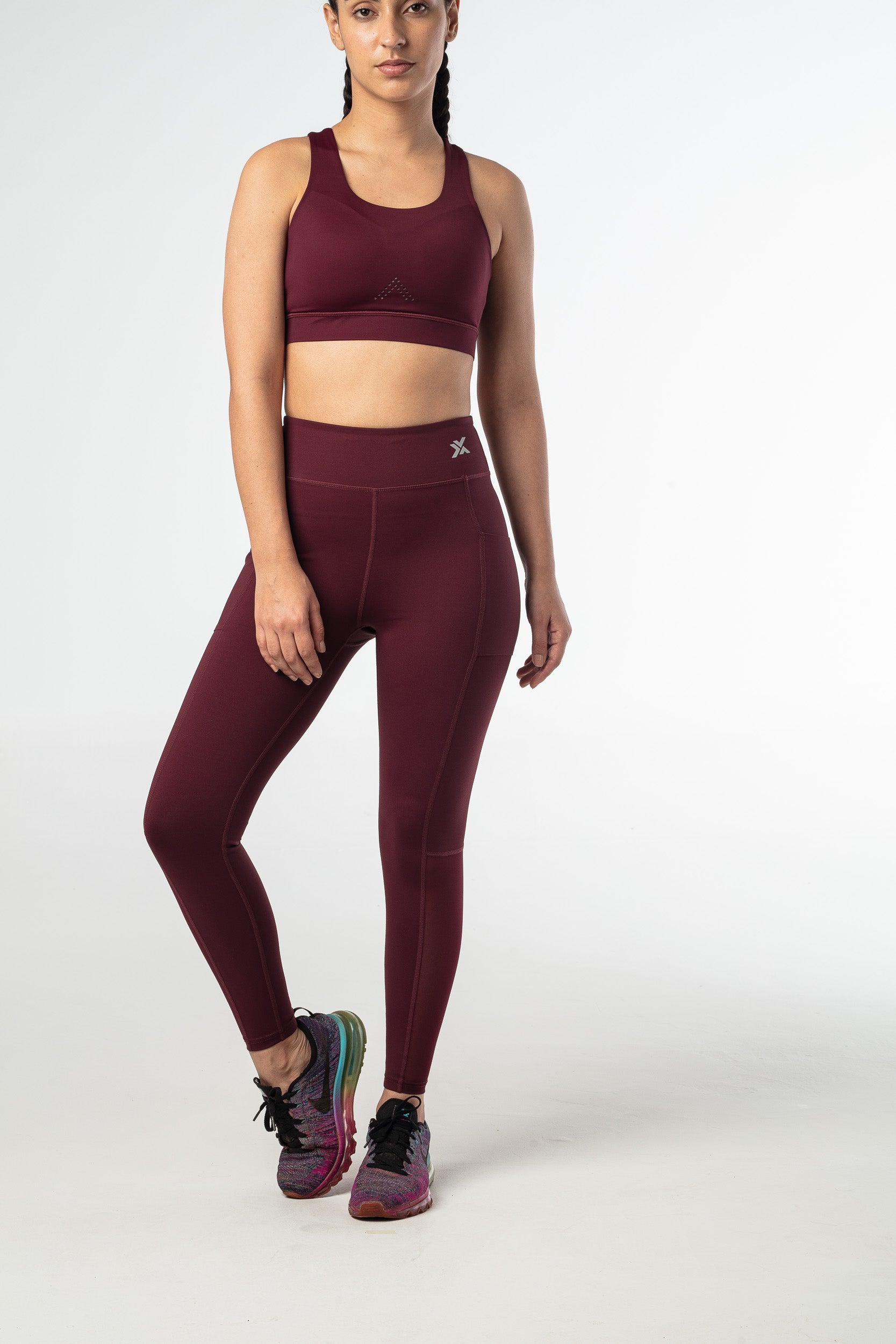 Elevate Meshed Leggings - Dark Wine