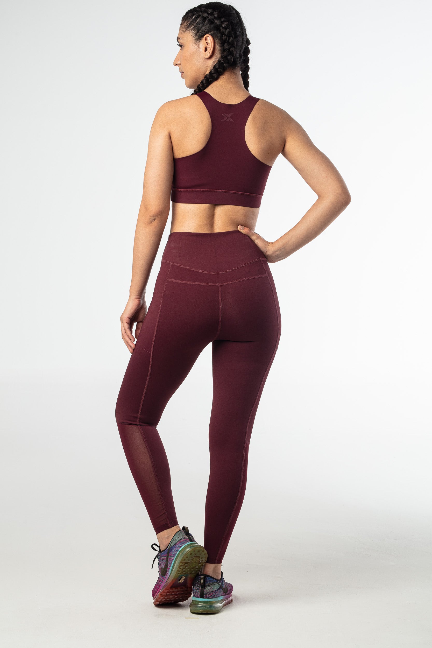 Elevate Meshed Leggings - Dark Wine