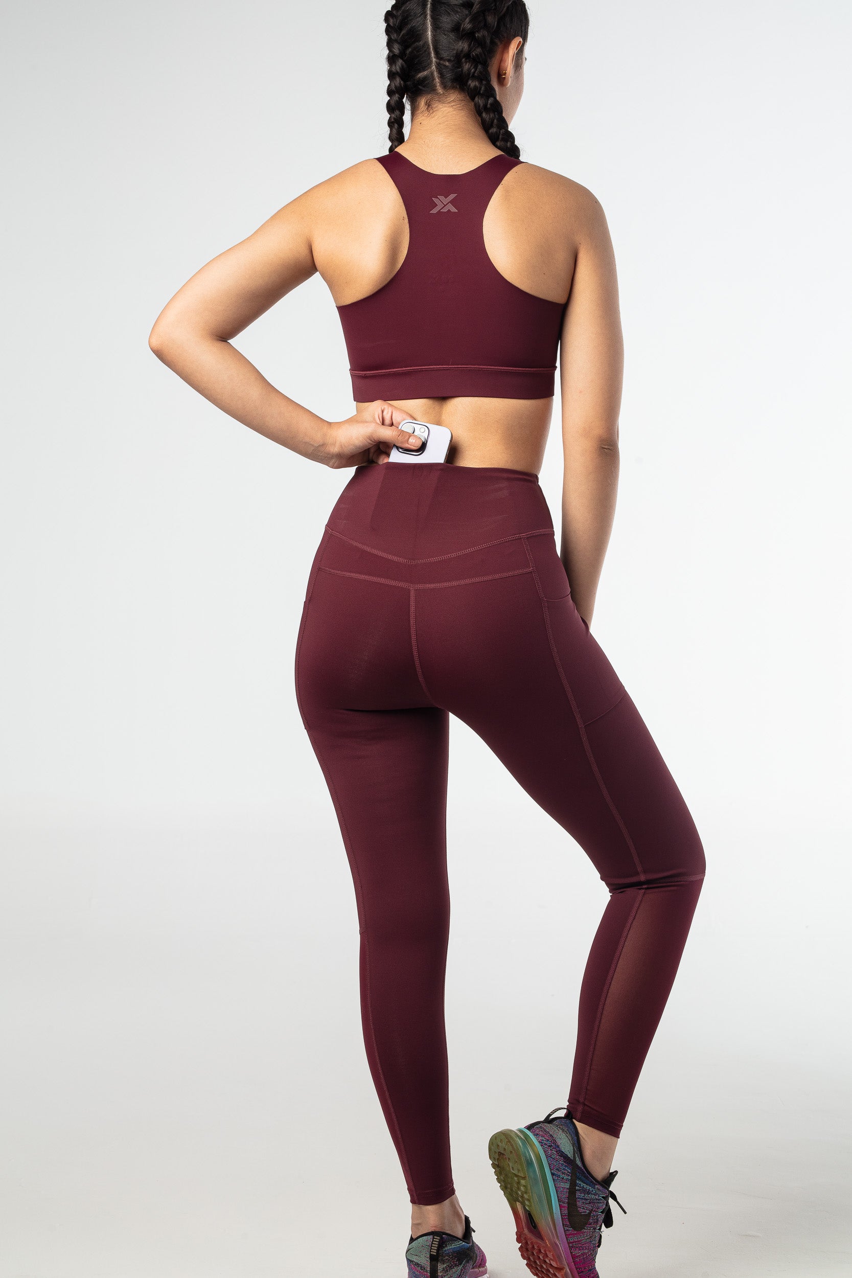 Elevate Meshed Leggings - Dark Wine