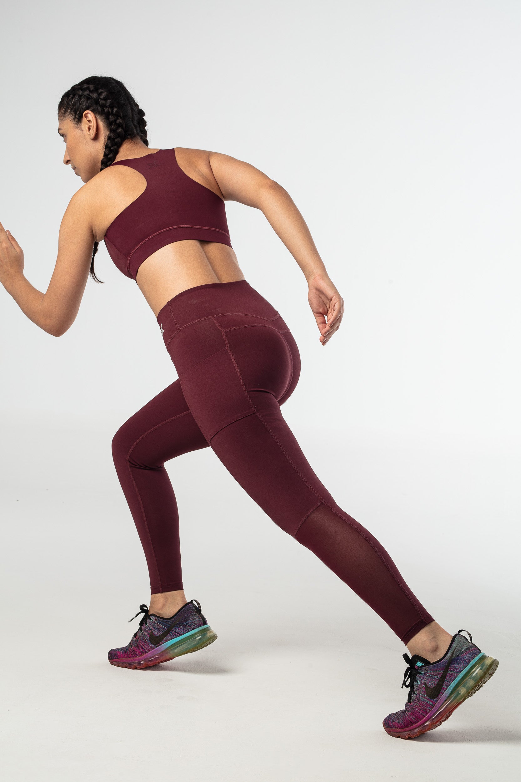 Elevate Meshed Leggings - Dark Wine